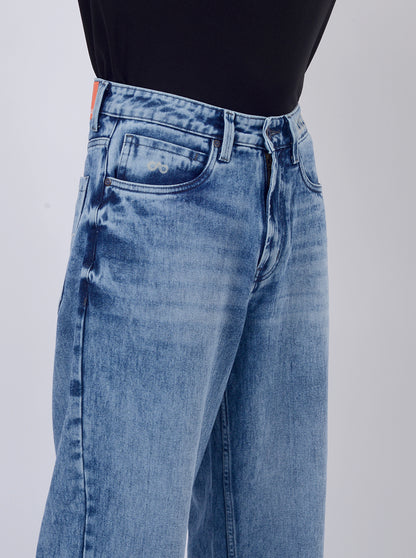Cloudy Blue Washed Relax Fit Baggy Denim | JadeBlue