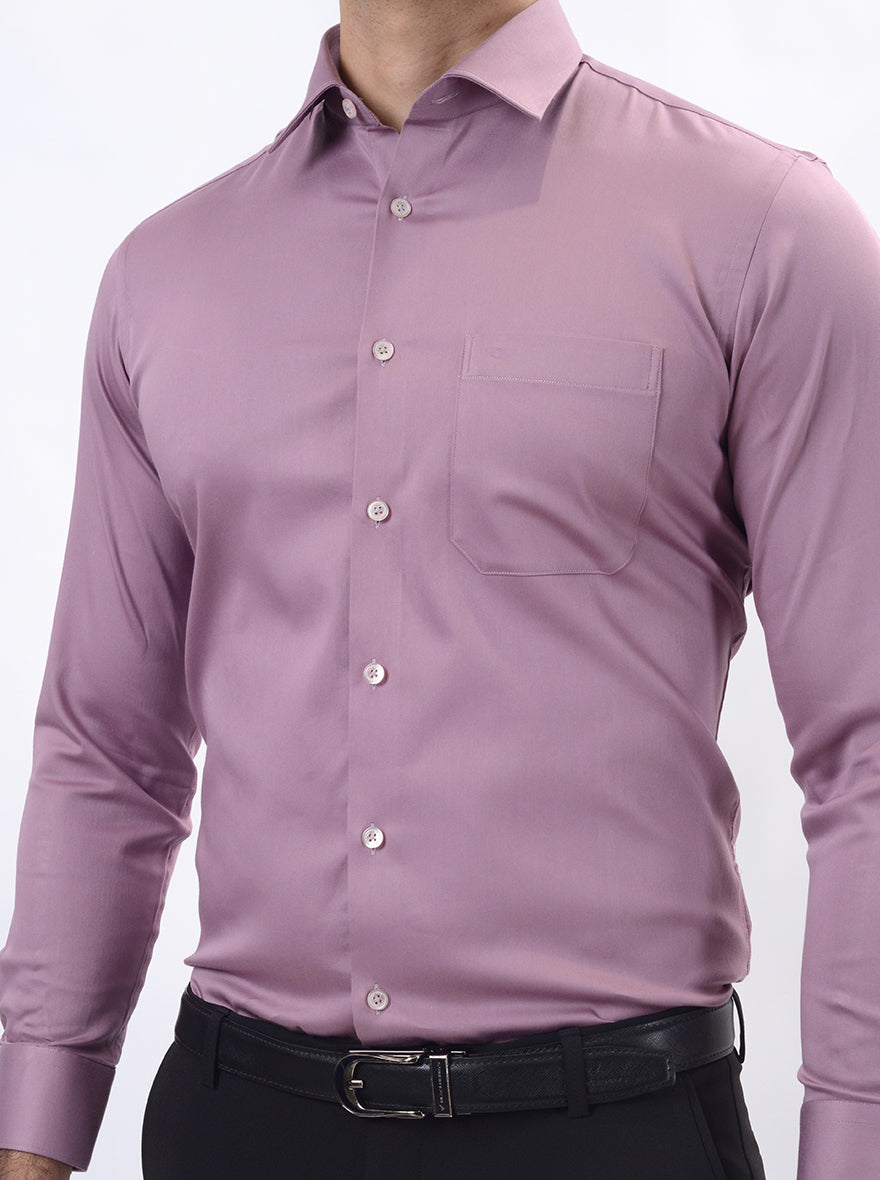 Dusty Pink Solid Slim Fit Formal Shirt | JadeBlue