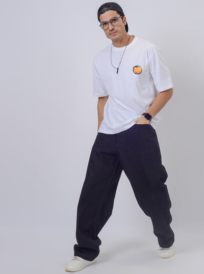 White Printed Relax Fit  Oversized T-Shirt | JadeBlue