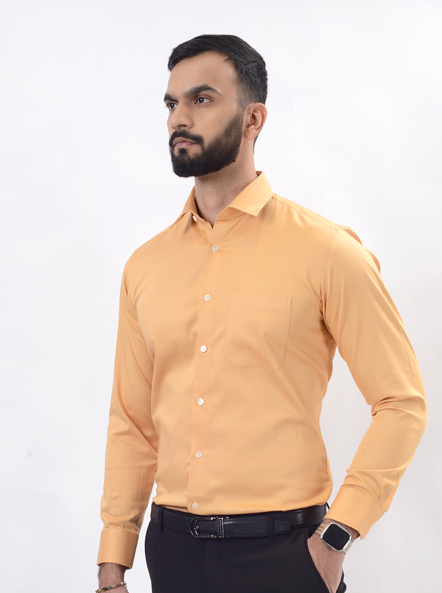 Fawn Solid Slim Fit Formal Shirt | JadeBlue