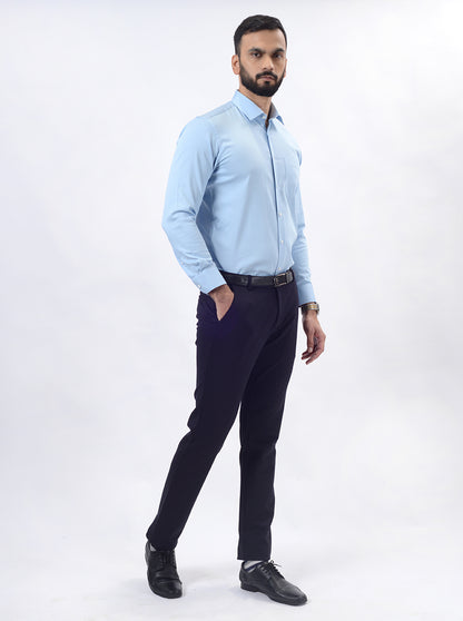 Sky Blue Solid Slim Fit Formal Shirt | JadeBlue