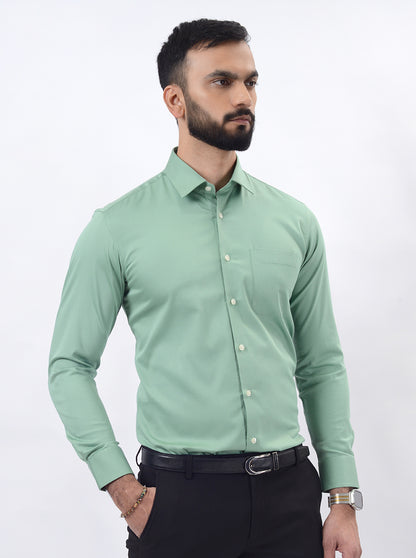 Green Solid Slim Fit Formal Shirt | JadeBlue