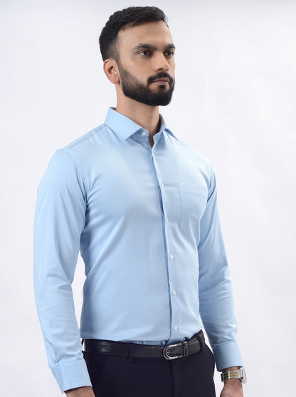 Sky Blue Solid Slim Fit Formal Shirt | JadeBlue