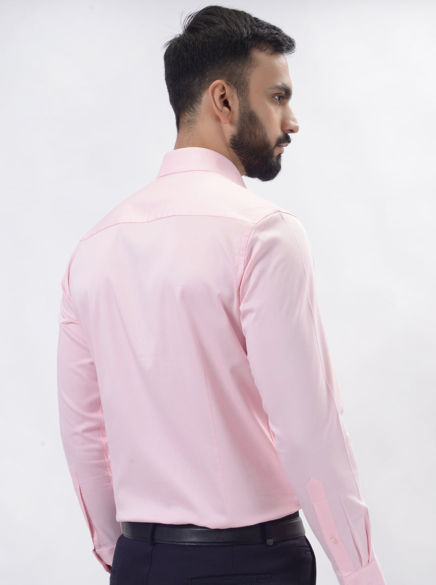 Pink Solid Slim Fit Formal Shirt | JadeBlue