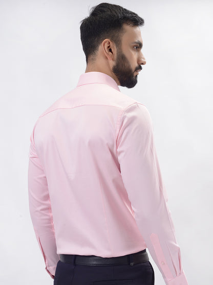 Pink Solid Slim Fit Formal Shirt | JadeBlue