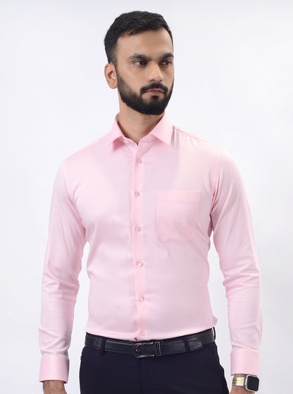 Pink Solid Slim Fit Formal Shirt | JadeBlue
