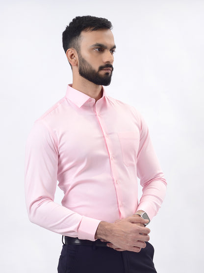 Pink Solid Slim Fit Formal Shirt | JadeBlue