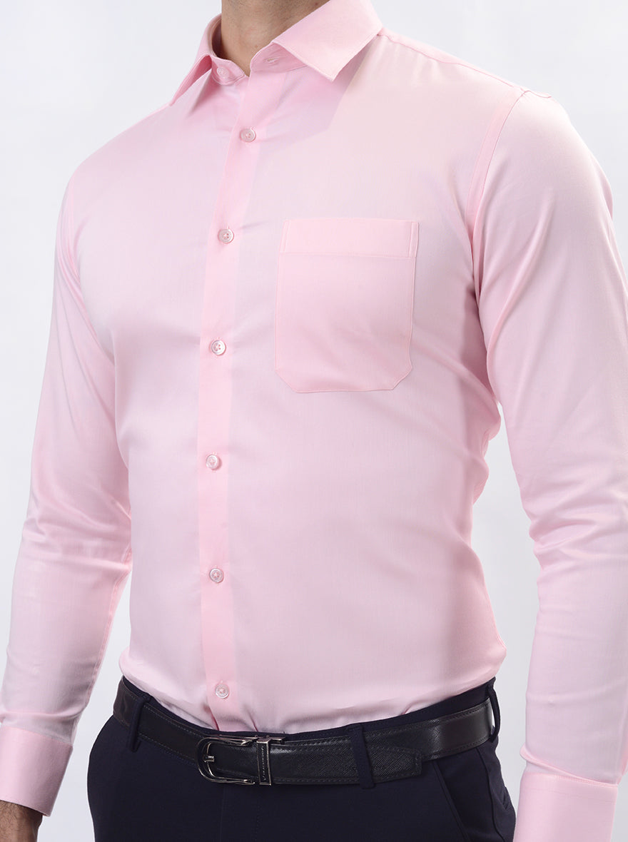 Pink Solid Slim Fit Formal Shirt | JadeBlue