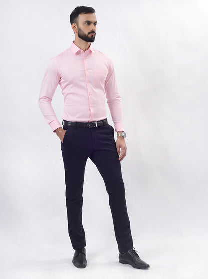 Pink Solid Slim Fit Formal Shirt | JadeBlue