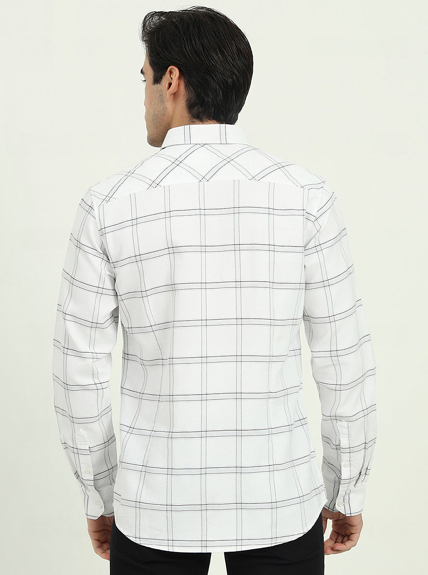 White Checked Slim Fit Casual Shirt | JadeBlue