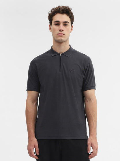 Charcoal Solid Slim Fit Polo T-Shirt | Greenfibre