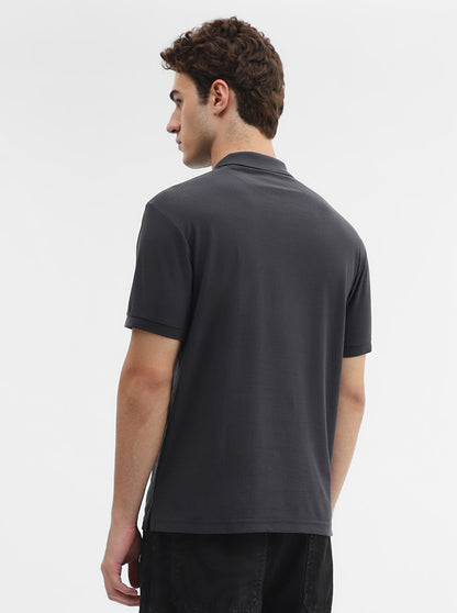 Charcoal Solid Slim Fit Polo T-Shirt | Greenfibre