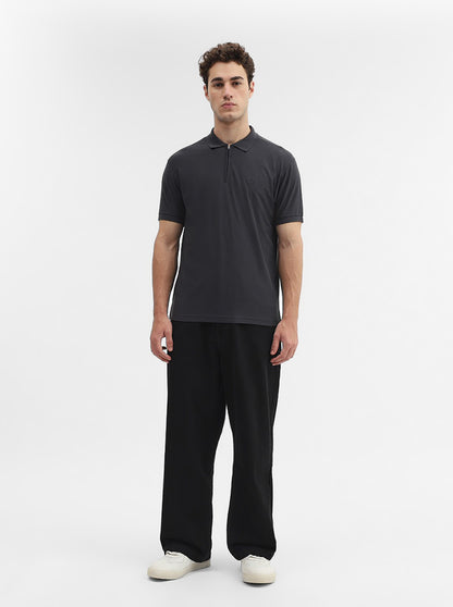 Charcoal Solid Slim Fit Polo T-Shirt | Greenfibre