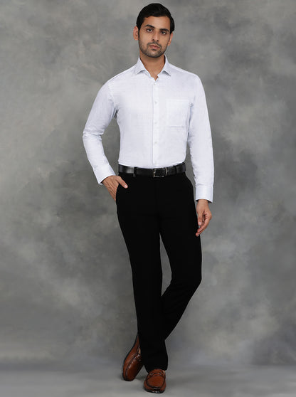 White Printed Slim Fit Formal Shirt | GreenFibre