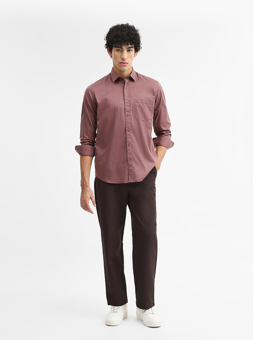 Chocolaty Solid Smart Fit Semi Casual Shirt | Greenfibre