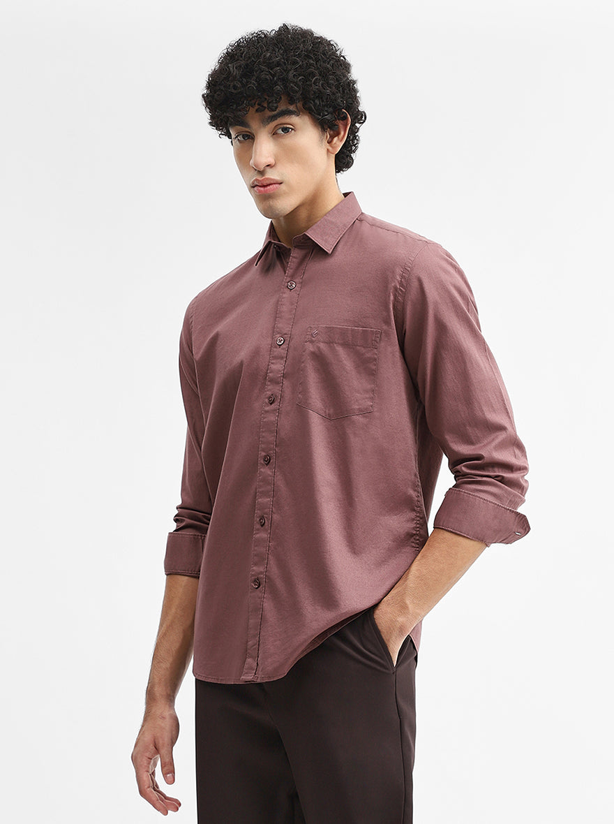 Chocolaty Solid Smart Fit Semi Casual Shirt | Greenfibre
