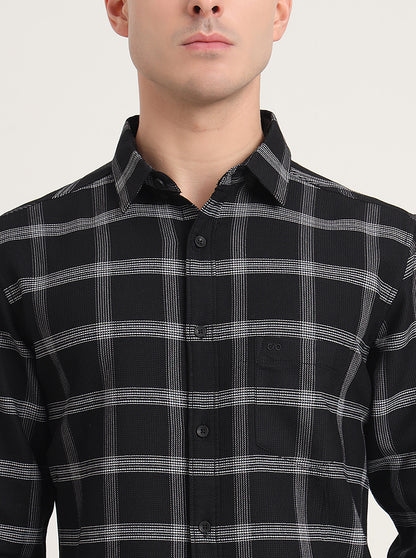 Black Checked Slim Fit Casual Shirt | JadeBlue
