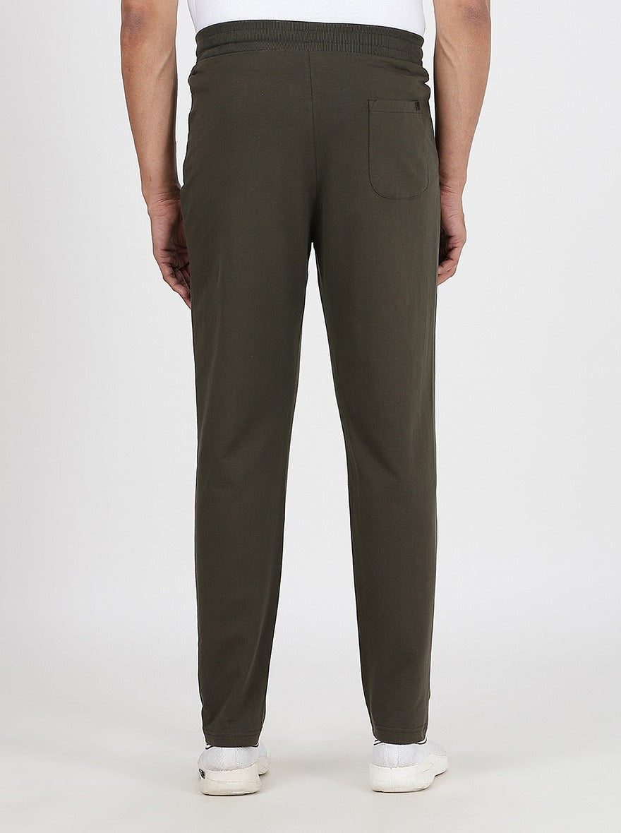 Olive Green Solid Slim Fit Track Pant | JadeBlue