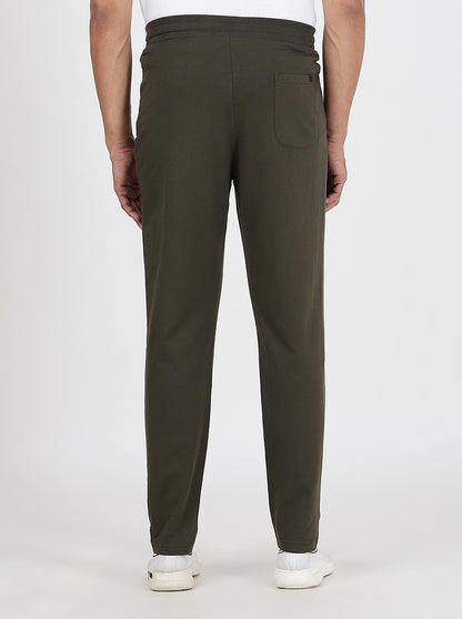 Olive Green Solid Slim Fit Track Pant | JadeBlue