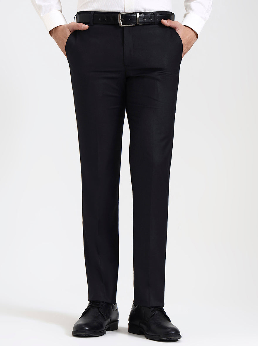 Grey Solid Slim Fit Formal Trouser | Metal