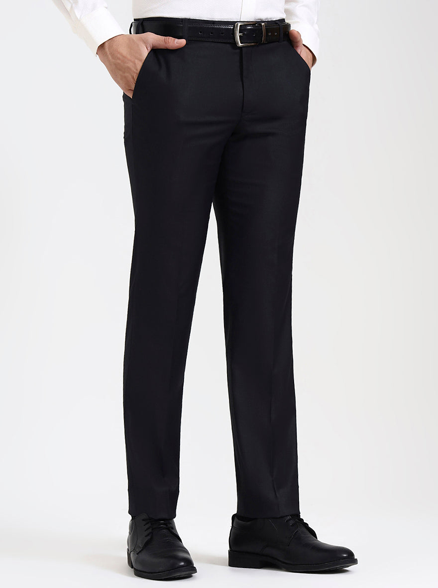 Grey Solid Slim Fit Formal Trouser | Metal