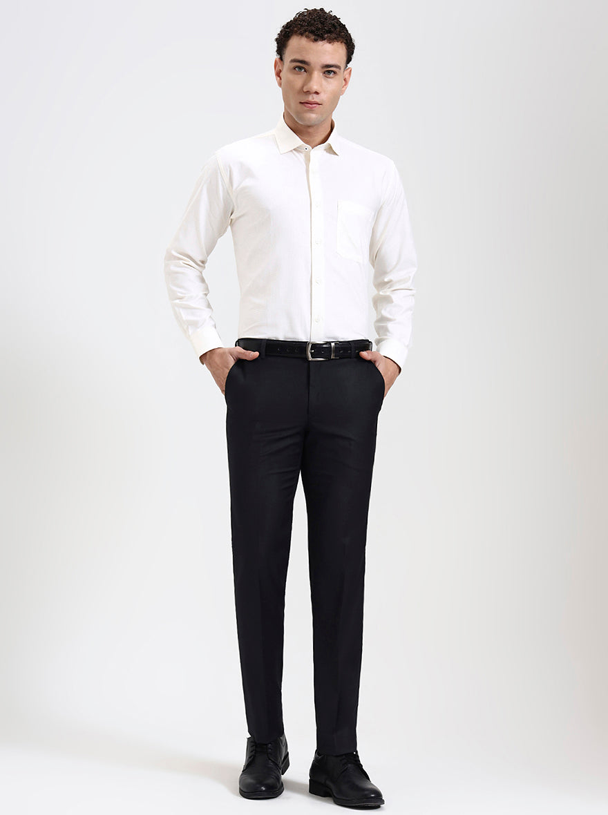 Grey Solid Slim Fit Formal Trouser | Metal