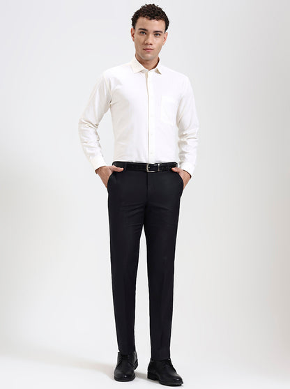 Grey Solid Slim Fit Formal Trouser | Metal