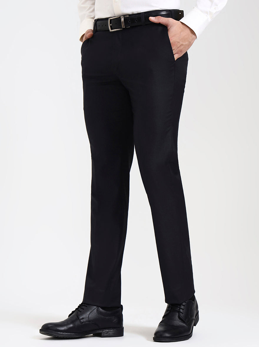 Grey Solid Slim Fit Formal Trouser | Metal