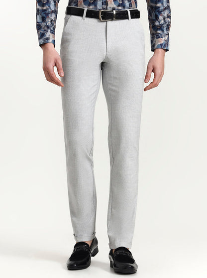 Light Grey Checked Slim Fit Club Wear Trouser | Wyre