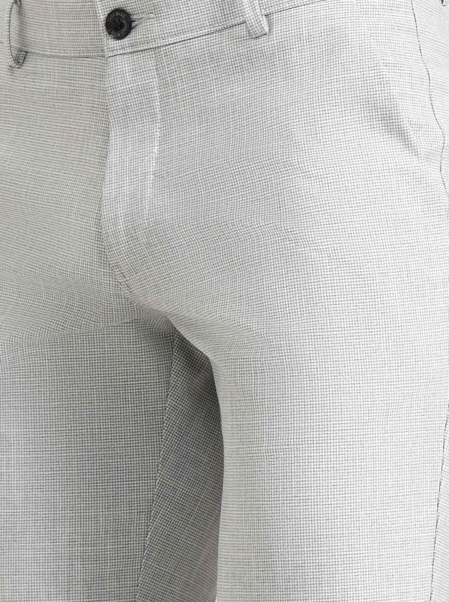 Light Grey Checked Slim Fit Club Wear Trouser | Wyre