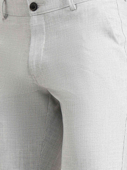 Light Grey Checked Slim Fit Club Wear Trouser | Wyre