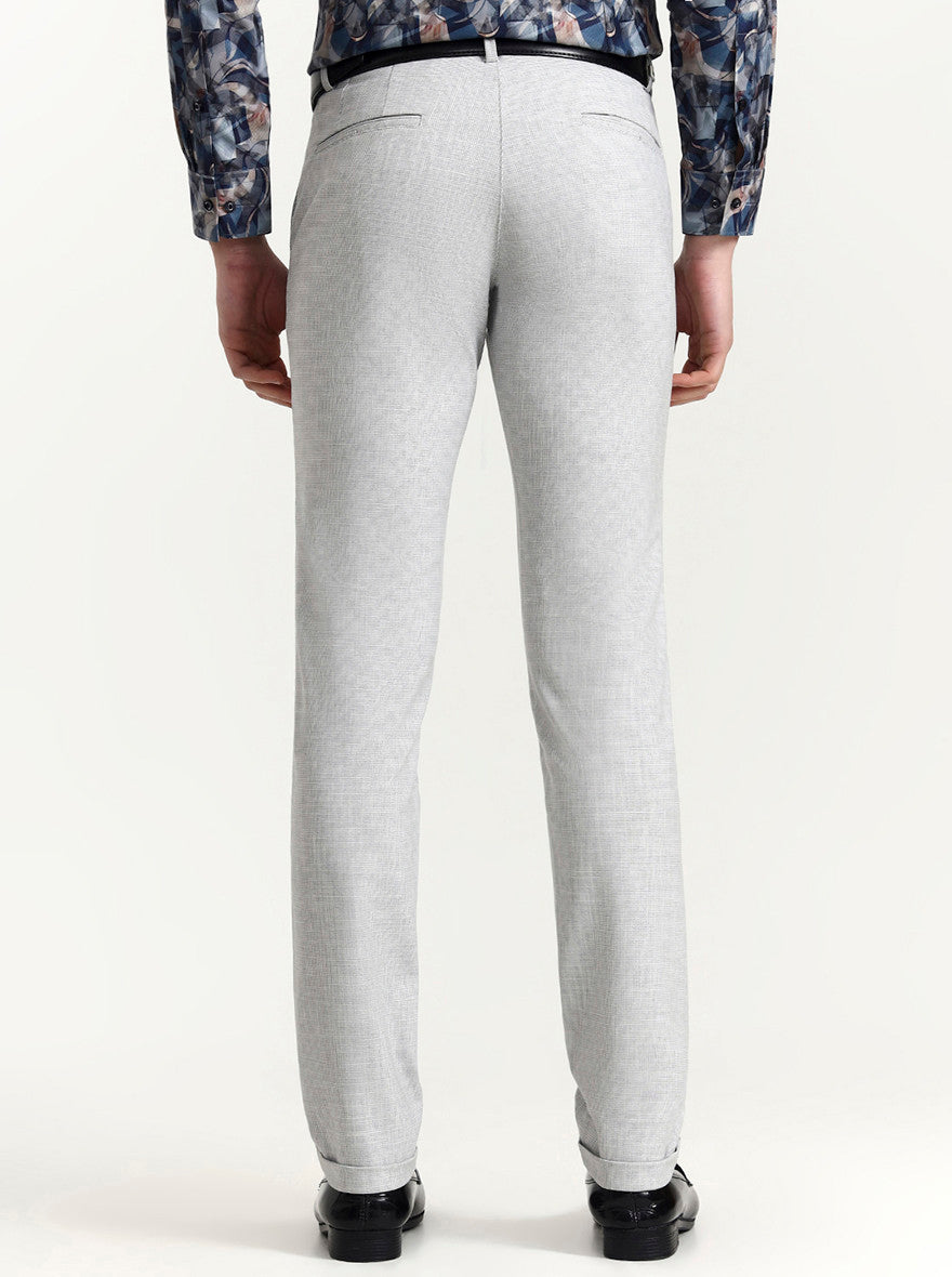 Light Grey Checked Slim Fit Club Wear Trouser | Wyre