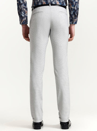 Light Grey Checked Slim Fit Club Wear Trouser | Wyre