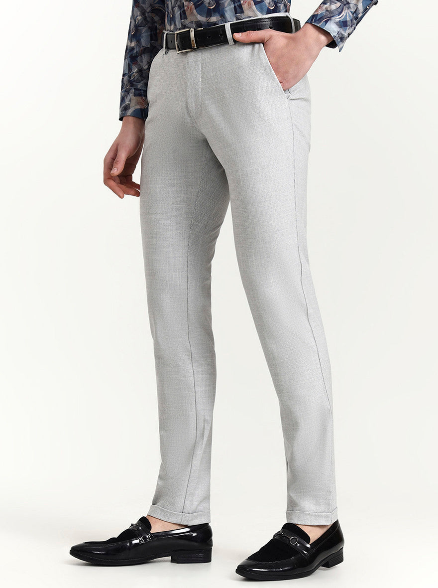 Light Grey Checked Slim Fit Club Wear Trouser | Wyre