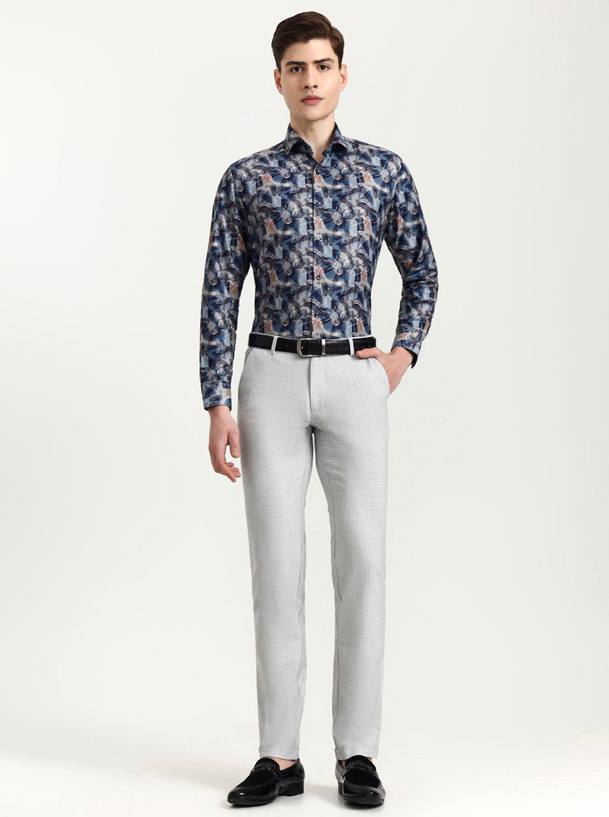 Light Grey Checked Slim Fit Club Wear Trouser | Wyre