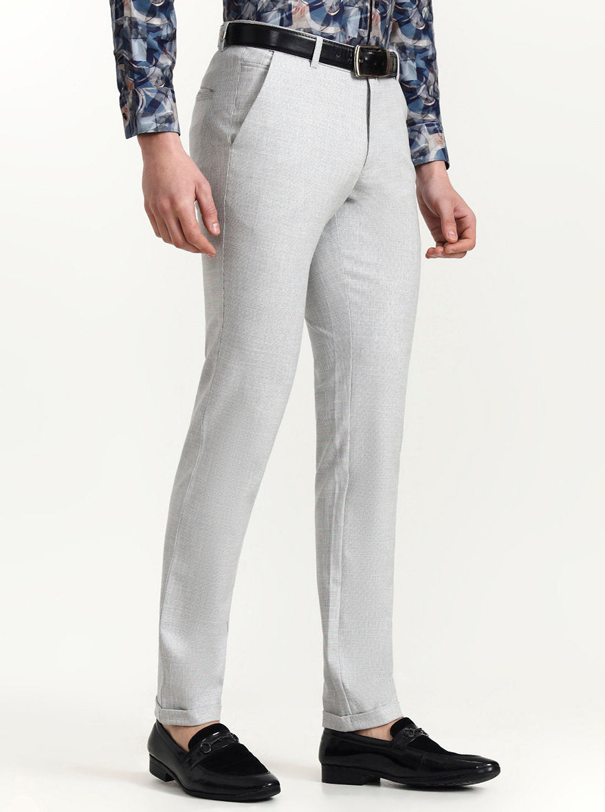 Light Grey Checked Slim Fit Club Wear Trouser | Wyre