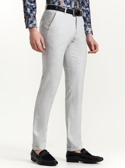 Light Grey Checked Slim Fit Club Wear Trouser | Wyre