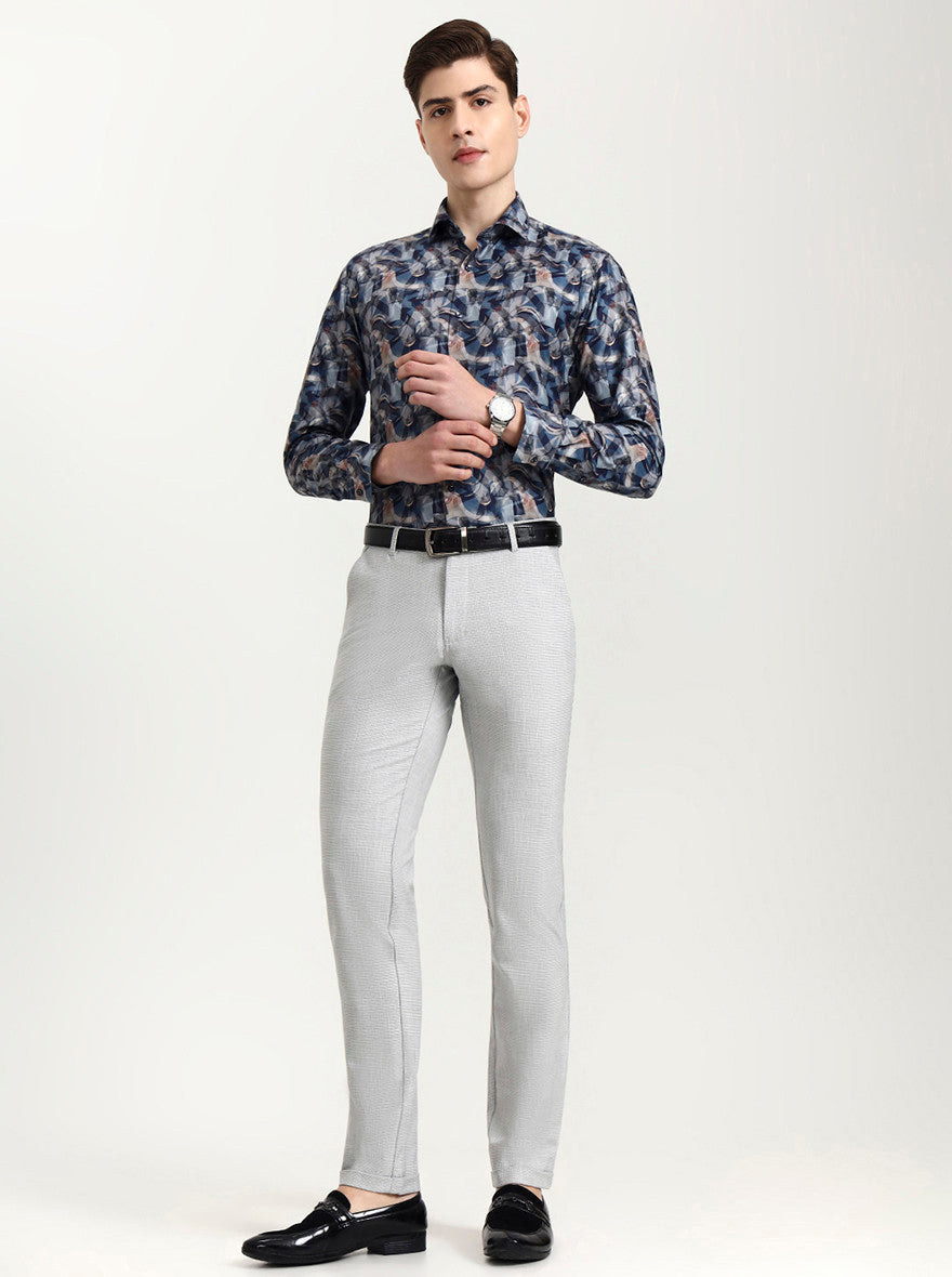 Light Grey Checked Slim Fit Club Wear Trouser | Wyre