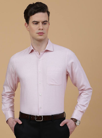 Pink Solid Slim Fit Formal Shirt | Metal