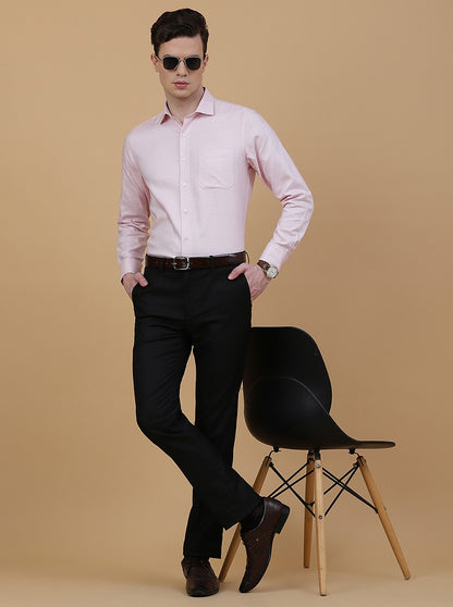 Pink Solid Slim Fit Formal Shirt | Metal