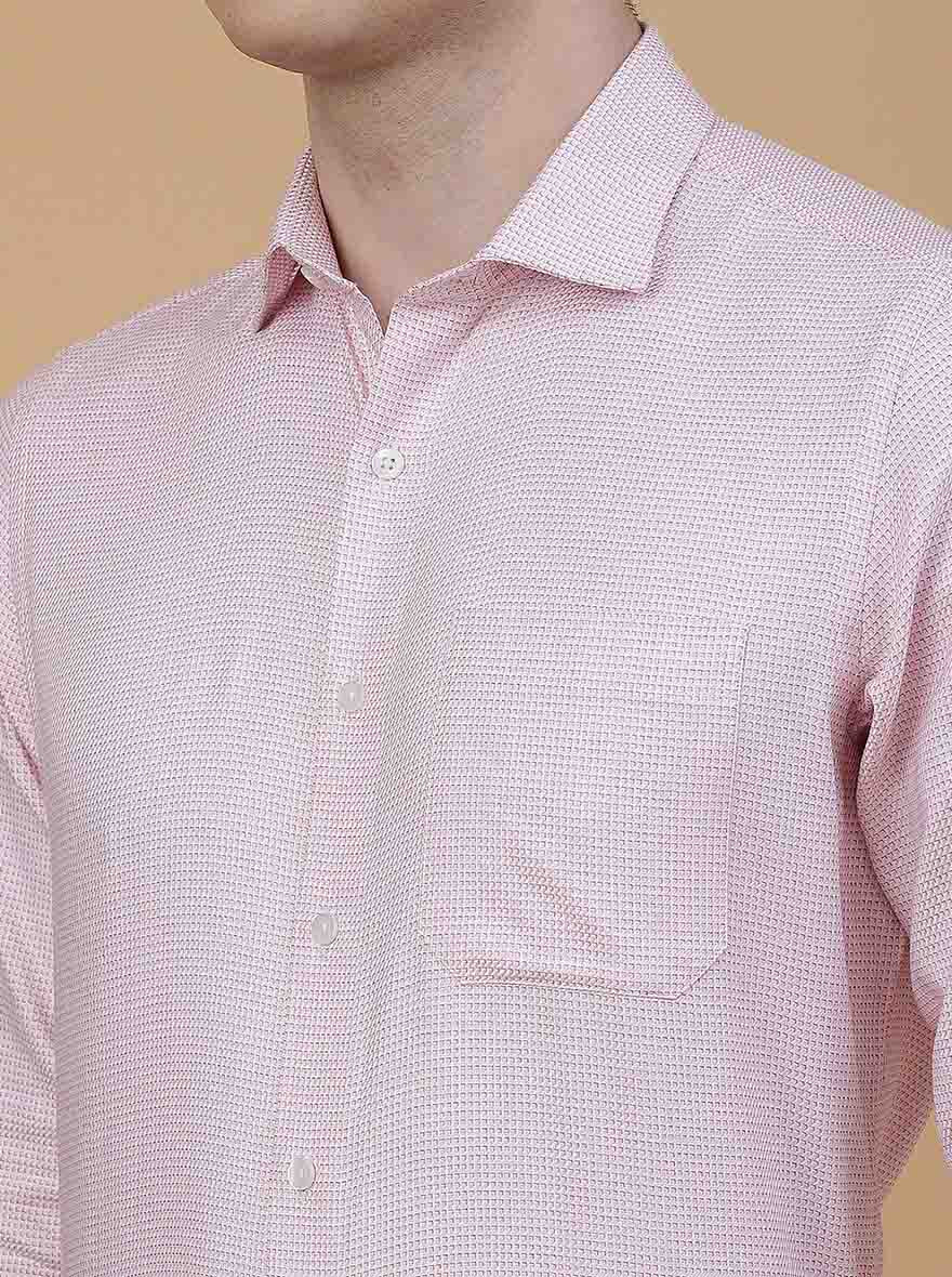Pink Solid Slim Fit Formal Shirt | Metal