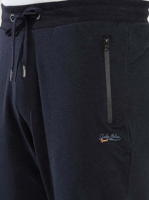 Navy Blue Solid Slim Fit Track Pant | JadeBlue