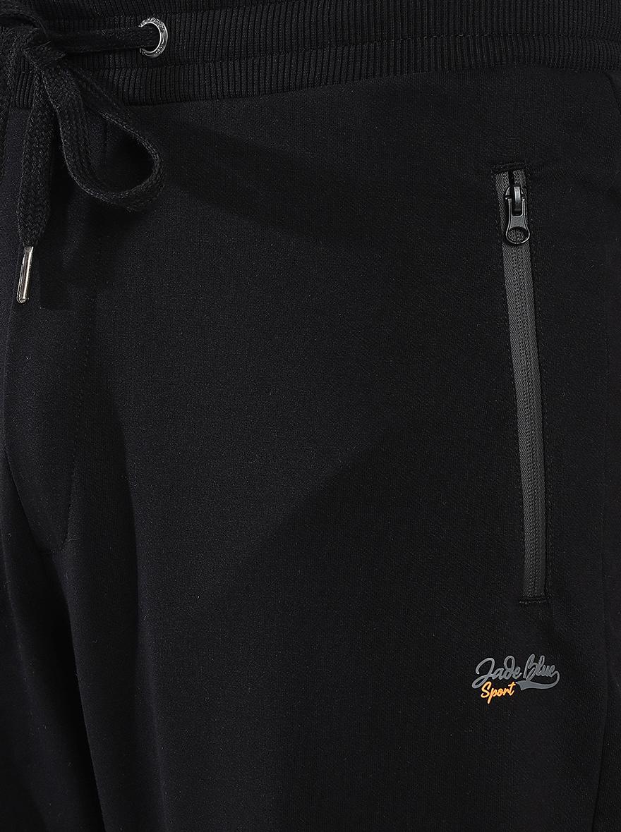 Black Solid Slim Fit Track Pant | JadeBlue