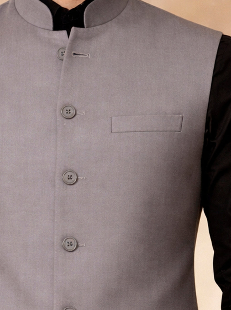 Grey Solid Waistcoat | Greenfibre
