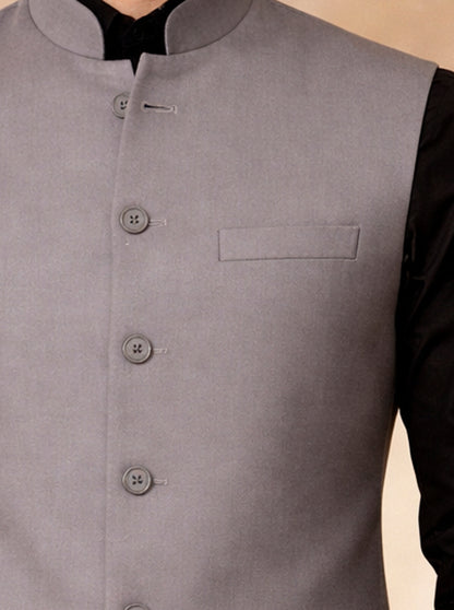 Grey Solid Waistcoat | Greenfibre