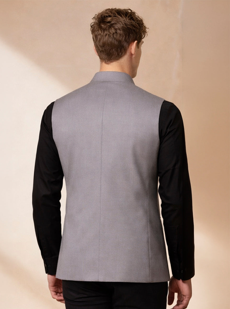 Grey Solid Waistcoat | Greenfibre