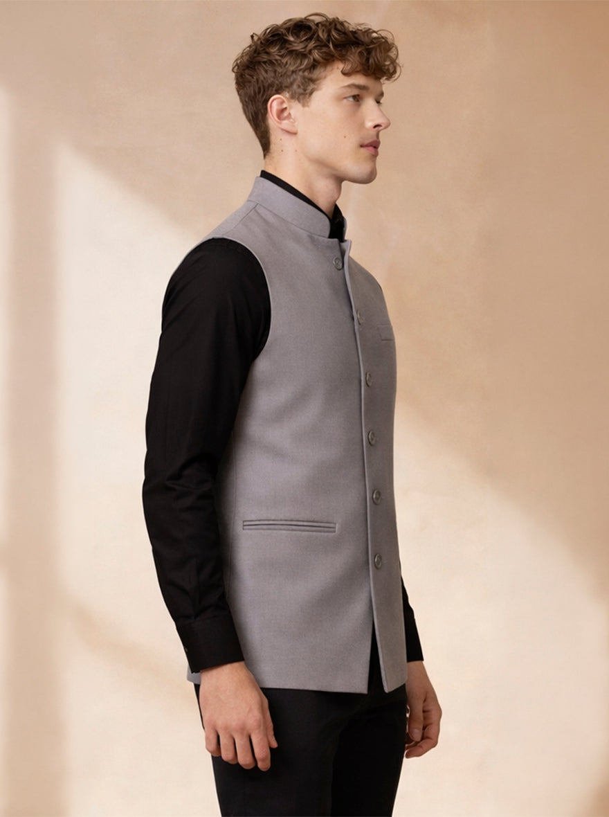 Grey Solid Waistcoat | Greenfibre