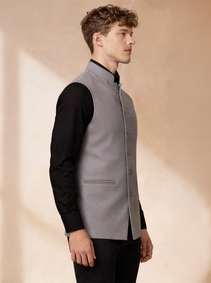Grey Solid Waistcoat | Greenfibre