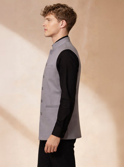 Grey Solid Waistcoat | Greenfibre