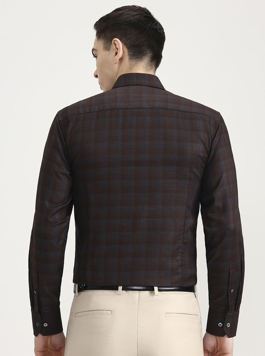 Brown Printed Slim Fit Formal Shirt | JadeBlue Super Luxe